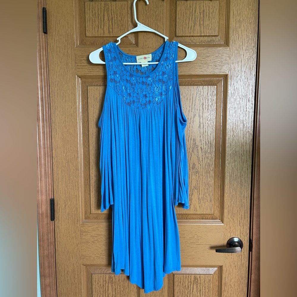 Wishful Park Cold Shoulder Blue Dress, Size X-large